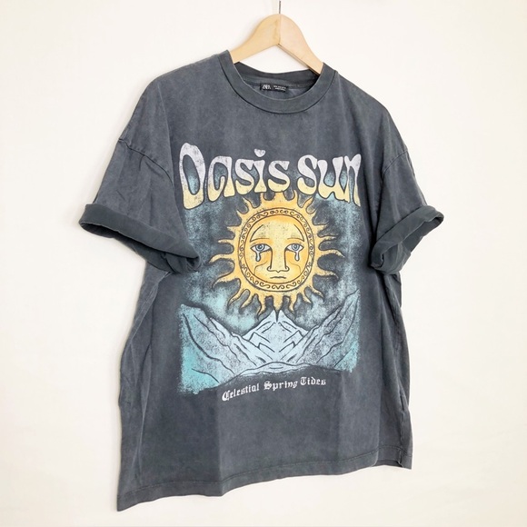 Zara oasis Sun, gray graphic T-shirt - Picture 8 of 9